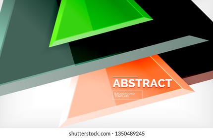 Tech futuristic geometric 3d shapes, minimal abstract background. Vector illustration