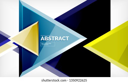 Tech futuristic geometric 3d shapes, minimal abstract background. Vector illustration