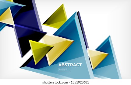 Tech futuristic geometric 3d shapes, minimal abstract background. Vector illustration