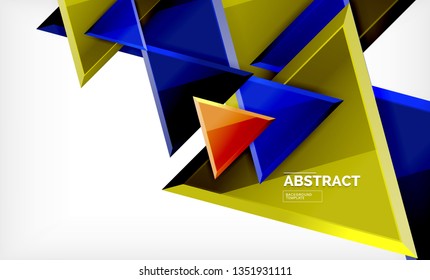Tech futuristic geometric 3d shapes, minimal abstract background. Vector illustration