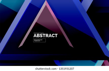 Tech futuristic geometric 3d shapes, minimal abstract background. Vector illustration