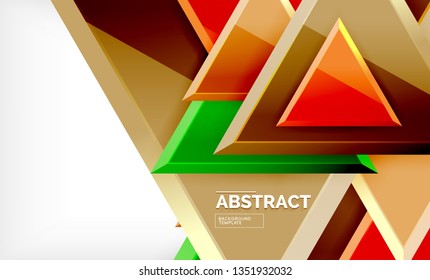 Tech futuristic geometric 3d shapes, minimal abstract background. Vector illustration