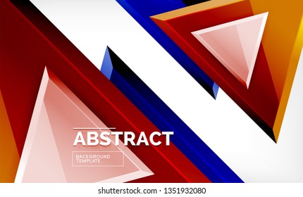 Tech futuristic geometric 3d shapes, minimal abstract background. Vector illustration