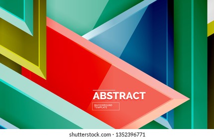 Tech futuristic geometric 3d shapes, minimal abstract background. Vector illustration