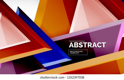 Tech futuristic geometric 3d shapes, minimal abstract background. Vector illustration