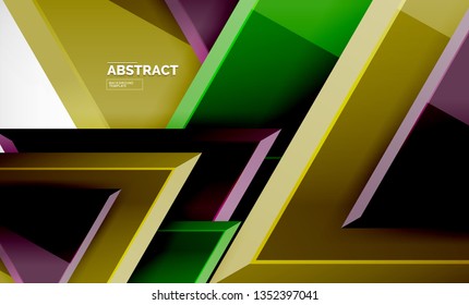 Tech futuristic geometric 3d shapes, minimal abstract background. Vector illustration