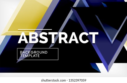 Tech futuristic geometric 3d shapes, minimal abstract background. Vector illustration