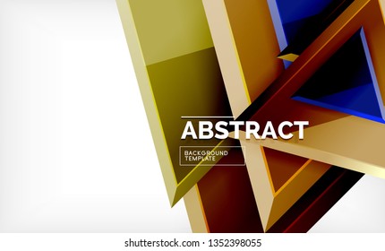 Tech futuristic geometric 3d shapes, minimal abstract background. Vector illustration