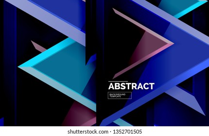 Tech futuristic geometric 3d shapes, minimal abstract background. Vector illustration
