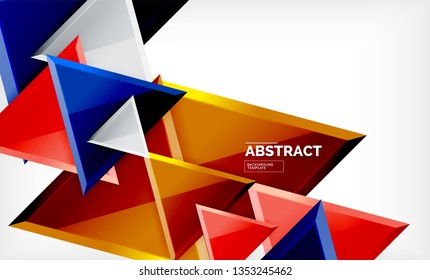 Tech futuristic geometric 3d shapes, minimal abstract background. Vector illustration