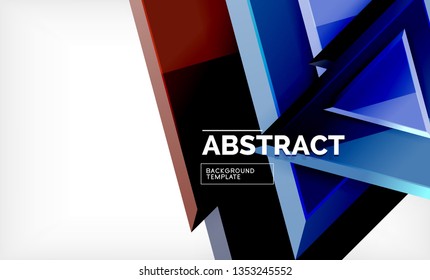 Tech futuristic geometric 3d shapes, minimal abstract background. Vector illustration