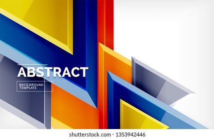 Tech futuristic geometric 3d shapes, minimal abstract background. Vector illustration