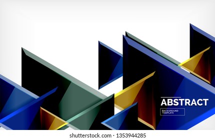 Tech futuristic geometric 3d shapes, minimal abstract background. Vector illustration