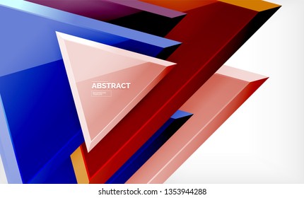 Tech futuristic geometric 3d shapes, minimal abstract background. Vector illustration