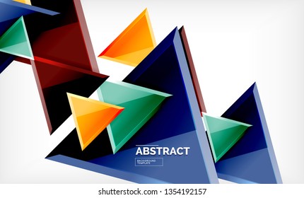 Tech futuristic geometric 3d shapes, minimal abstract background. Vector illustration