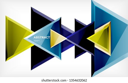 Tech futuristic geometric 3d shapes, minimal abstract background. Vector illustration