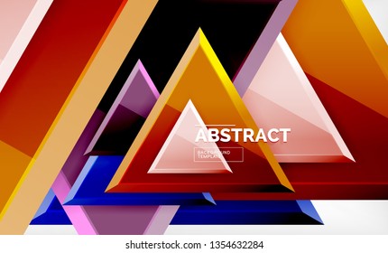 Tech futuristic geometric 3d shapes, minimal abstract background. Vector illustration