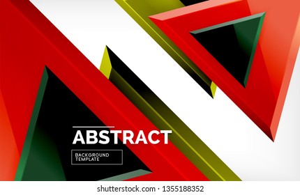 Tech futuristic geometric 3d shapes, minimal abstract background. Vector illustration