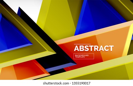 Tech futuristic geometric 3d shapes, minimal abstract background. Vector illustration