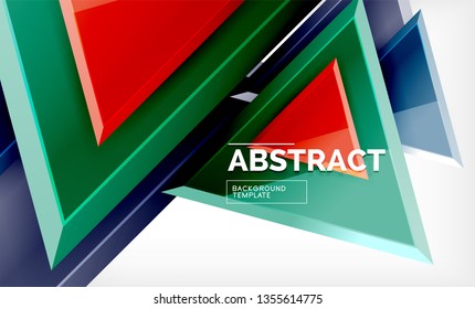 Tech futuristic geometric 3d shapes, minimal abstract background. Vector illustration