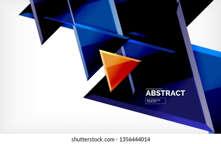 Tech futuristic geometric 3d shapes, minimal abstract background. Vector illustration