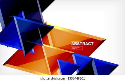 Tech futuristic geometric 3d shapes, minimal abstract background. Vector illustration