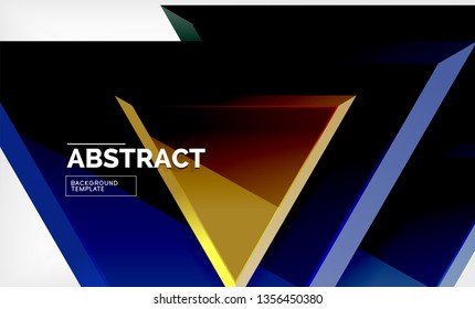 Tech futuristic geometric 3d shapes, minimal abstract background. Vector illustration