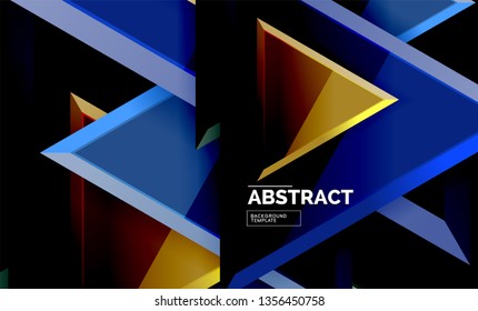 Tech futuristic geometric 3d shapes, minimal abstract background. Vector illustration