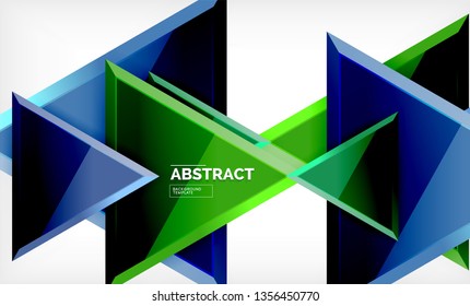 Tech futuristic geometric 3d shapes, minimal abstract background. Vector illustration