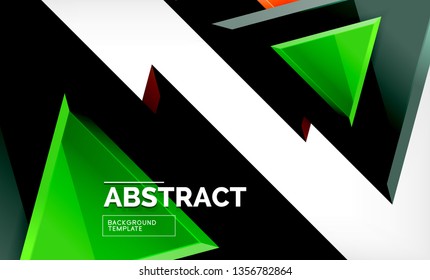 Tech futuristic geometric 3d shapes, minimal abstract background. Vector illustration
