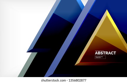 Tech futuristic geometric 3d shapes, minimal abstract background. Vector illustration