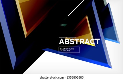 Tech futuristic geometric 3d shapes, minimal abstract background. Vector illustration