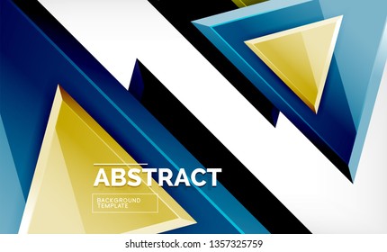 Tech futuristic geometric 3d shapes, minimal abstract background. Vector illustration