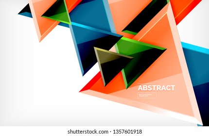 Tech futuristic geometric 3d shapes, minimal abstract background. Vector illustration