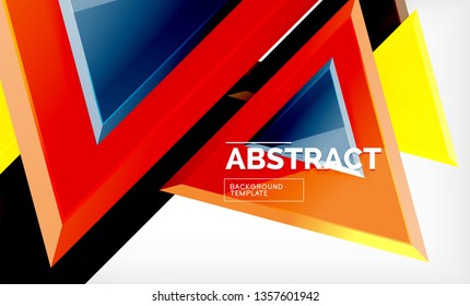 Tech futuristic geometric 3d shapes, minimal abstract background. Vector illustration