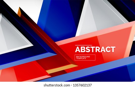 Tech futuristische geometrische 3D-Formen, minimaler abstrakter Hintergrund. Vektorgrafik
