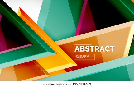 Tech futuristic geometric 3d shapes, minimal abstract background. Vector illustration