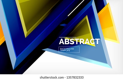 Tech futuristic geometric 3d shapes, minimal abstract background. Vector illustration