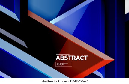 Tech futuristic geometric 3d shapes, minimal abstract background. Vector illustration