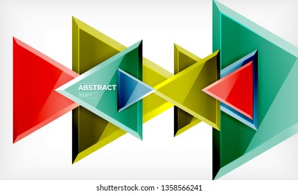 Tech futuristic geometric 3d shapes, minimal abstract background. Vector illustration