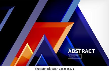 Tech futuristic geometric 3d shapes, minimal abstract background. Vector illustration