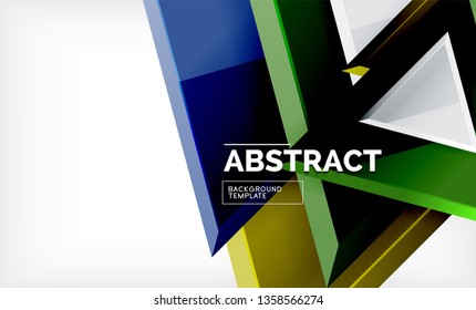 Tech futuristic geometric 3d shapes, minimal abstract background. Vector illustration