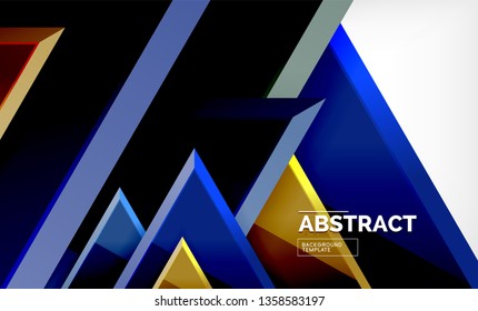 Tech futuristic geometric 3d shapes, minimal abstract background. Vector illustration
