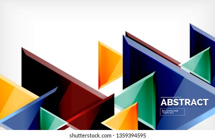 Tech futuristic geometric 3d shapes, minimal abstract background. Vector illustration