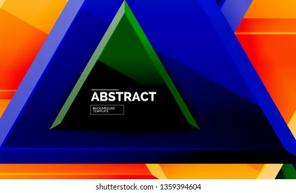 Tech futuristic geometric 3d shapes, minimal abstract background. Vector illustration