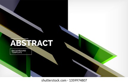Tech futuristic geometric 3d shapes, minimal abstract background. Vector illustration