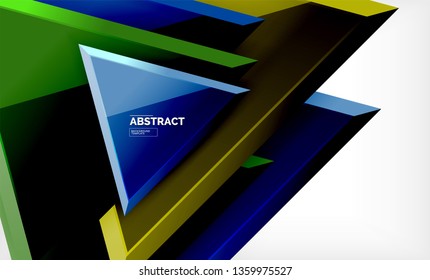 Tech futuristic geometric 3d shapes, minimal abstract background. Vector illustration