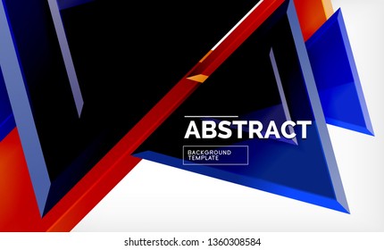 Tech futuristic geometric 3d shapes, minimal abstract background. Vector illustration