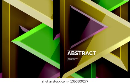 Tech futuristic geometric 3d shapes, minimal abstract background. Vector illustration