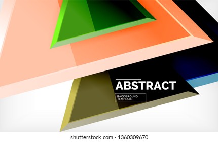 Tech futuristic geometric 3d shapes, minimal abstract background. Vector illustration